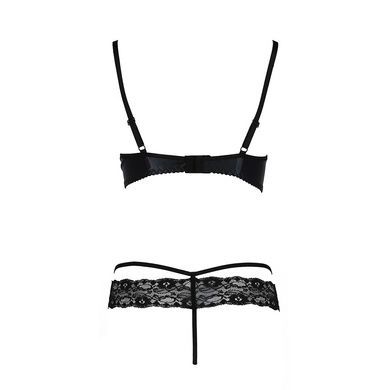 Комплект белья Passion Exclusive NORTH SET L/XL, black, лиф и трусики с элементами под латекс