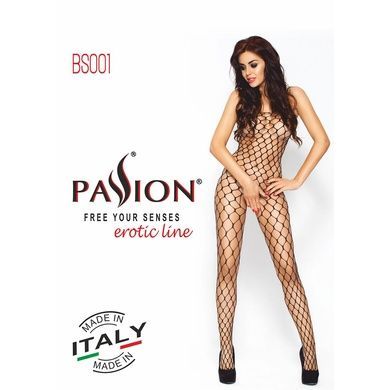 Бодістокінг Passion BS001 black, комбінезон, велика сітка, S/M/L