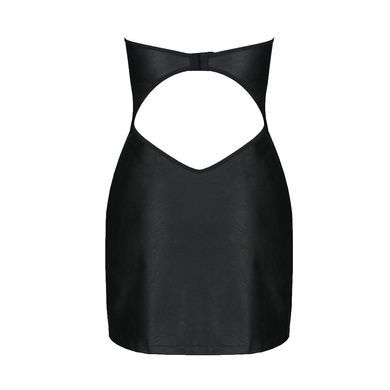 Мини платье из экокожи Passion CELINE CHEMISE 6XL/7XL, black, шнуровка, трусики в комплекте