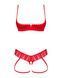 Комплект Obsessive Ingridia 2-pcs crotchless set XL/2XL, красный, с доступом, открытая грудь