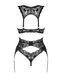 Комплект белья Obsessive Donna Dream 3-pcs set XS/S Black, бюстгальтер, стринги, пояс для чулок