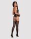 Бодистокинг Obsessive Bodystocking G316 S/M/L, цветочный декор, скрещенные подвязки