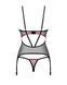 Корсет Obsessive Novenes corset & thong, XL/2XL, прозорий, відкрита спина, стрінги в комплекті