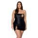 Мини платье из экокожи Passion CELINE CHEMISE 6XL/7XL, black, шнуровка, трусики в комплекте