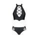 Комплект з екошкіри Passion NANACY BIKINI 4XL/5XL black, бра та трусики з імітацією шнурівки