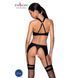 Сетчатый набор, бюстгальтер с халтером, трусики и пояс для чулок AMANDA SET L/XL, black
