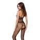 Бодистокинг Passion BS048 black, комбинезон, имитация колгот и открытого топа S/M/L