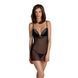 Пеньюар Passion DELIENA CHEMISE S/M black, стрінги із заниженою талією