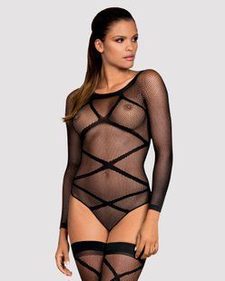 (SALE) Бодістокінг Obsessive Bodystocking G320 S/M/L, панчохи, боді, декор у вигляді ліній