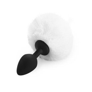 Анальна пробка М Art of Sex Silicone Bunny Tails Butt plug White SO6695 фото