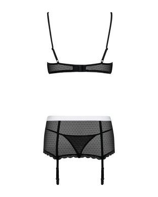 Еротичний костюм покоївки Obsessive Maidme set 5pcs L/XL, бюстгальтер, пояс з фартухом, панчохи, стр