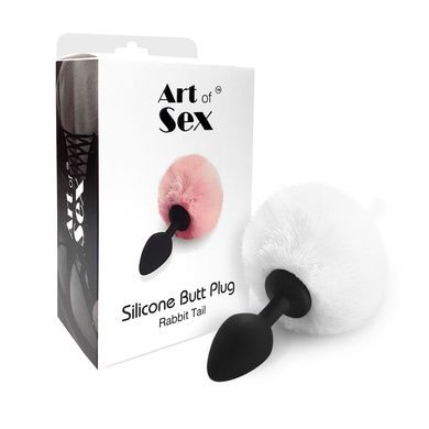 Анальна пробка М Art of Sex Silicone Bunny Tails Butt plug White SO6695 фото
