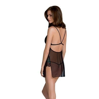 Пеньюар Passion DELIENA CHEMISE XXL/XXXL black, стринги с заниженной талией