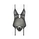 Корсет з декольте Passion ERZA CORSET L/XL, black, пажі, трусики, напівпрозорий