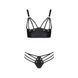Комплект з екошкіри з люверсами та ремінцями Passion MALWIA BIKINI L/XL, black, бра та трусики