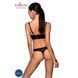 Комплект з екошкіри з люверсами та ремінцями Passion MALWIA BIKINI L/XL, black, бра та трусики