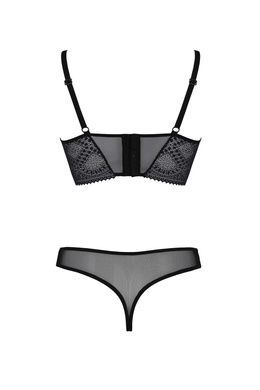 Комплект Passion DROSERA SET black, L/XL, сетка+кружево, бюстье и трусики танга