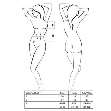 Корсет с декольте Passion ERZA CORSET S/M, black, пажи, трусики, полупрозрачный