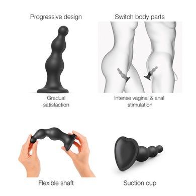 Насадка для страпона Strap-On-Me Beads Black L SO8985 фото