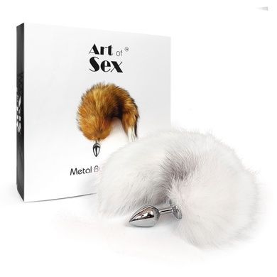 Анальна пробка з хвостом Art of Sex size M White fox SO6184 фото