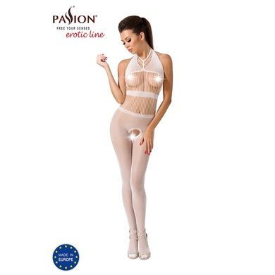 Бодістокінг Passion BS048 white, комбінезон, імітація колгот та відкритого топа S/M/L