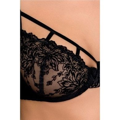 Комплект белья Passion Exclusive HAYA SET L/XL, black, стринги, лиф, пояс для чулок