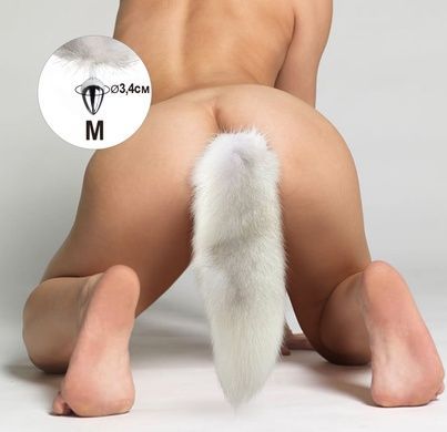 Анальна пробка з хвостом Art of Sex size M White fox SO6184 фото