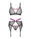 Комплект Obsessive Novenes 3-pcs set, M/L, прозорий ліф на кісточках, стрінги, пояс