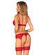 Комплект Obsessive Ingridia 3-pcs set XL/2XL, червоний, бюстгальтер, стрінги, пояс