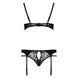 Комплект білизни Passion PAULINE SET L/XL, black, стрепи, ліф, стрінги і пояс для панчох