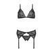 Комплект с открытым доступом Passion DELIENA SET L/XL black, лиф, стринги, пояс для чулок