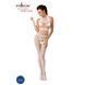 Бодістокінг Passion BS048 white, комбінезон, імітація колгот та відкритого топа S/M/L