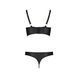 Комплект из эко-кожи с люверсами и ремешками Passion MALWIA BIKINI S/M, black, бра и трусики