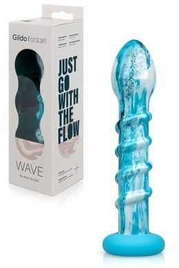 Скляний дилдо Gildo Ocean Wave з силіконовою основою SO8894 фото