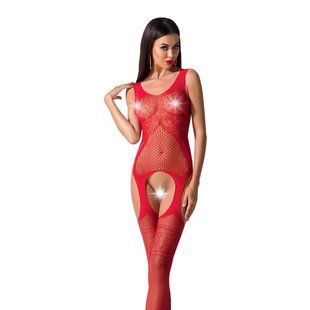 Бодістокінг Passion BS061 red, комбінезон, імітація панчіх S/M/L