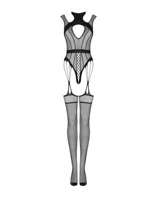 Ажурный бодистокинг комбинезон с отверстиями Obsessive Bodystocking G327 black S/M/L, черный