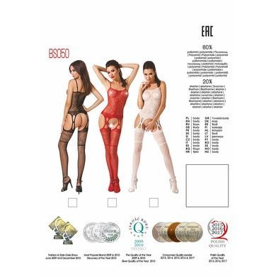 Бодистокинг Passion BS050 white, комбинезон, имитация чулок и пояса S/M/L