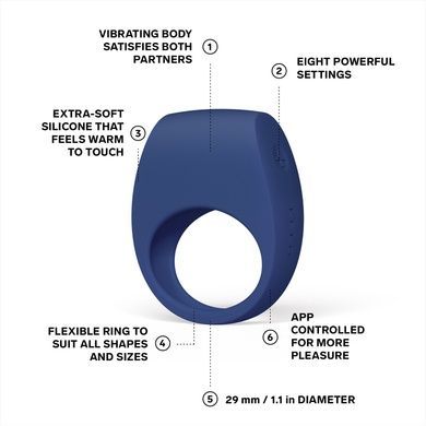 Эрекционное кольцо с вибрацией LELO Tor 3 Base Blue SX0701 фото