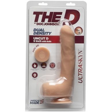 Фалоімітатор Doc Johnson The D Uncut D 9 Inch With Balls ULTRASKYN діаметр 4,5 см SO3499 фото