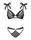 Полупрозрачный эротический комплект Obsessive Obsessivia 2pcs set black L/XL, бюстгальтер и трусики,