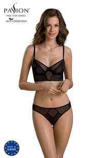 Комплект Passion DROSERA SET black S/M, сетка+кружево, бюстье и трусики танга