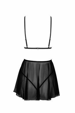 Прозора сексуальна сорочка бебі-долл з мереживним ліфом Noir Handmade Французький поцілунок L/XL чорна