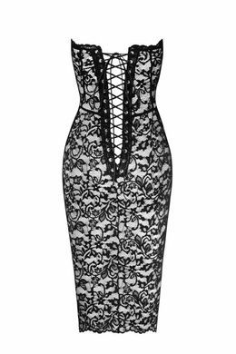 Еротична мереживна сукня-міді з корсетним верхом і шнурікою на спині Noir Handmade 3XL чорна