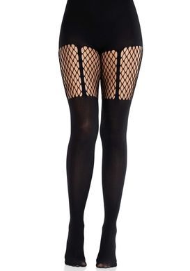 Колготки Leg Avenue Garter Illusion Tights with Net Detail One Size Black
