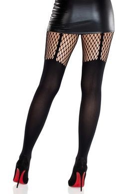 Колготки Leg Avenue Garter Illusion Tights with Net Detail One Size Black