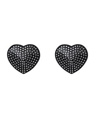 (SALE) Накладки-серця на соски зі стразами Obsessive A750 nipple covers, чорні