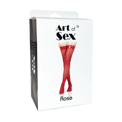 Чулки в мелкую сетку с лакированной коронкой Art of Sex - Rose, цвет черный, размер S