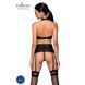 Комплект из эко-кожи с имитацией шнуровки Passion NANCY SET S/M black, топ, трусики, пояс для чулок