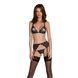 Комплект с открытым доступом Passion DELIENA SET S/M black, лиф, стринги, пояс для чулок