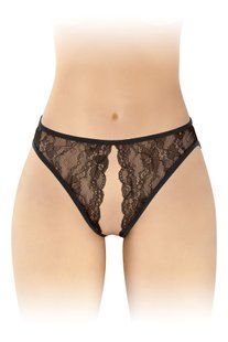 Еротичні жіночі трусики з мереживом і відкритим доступом Fashion Secret Victoria One Size чорні